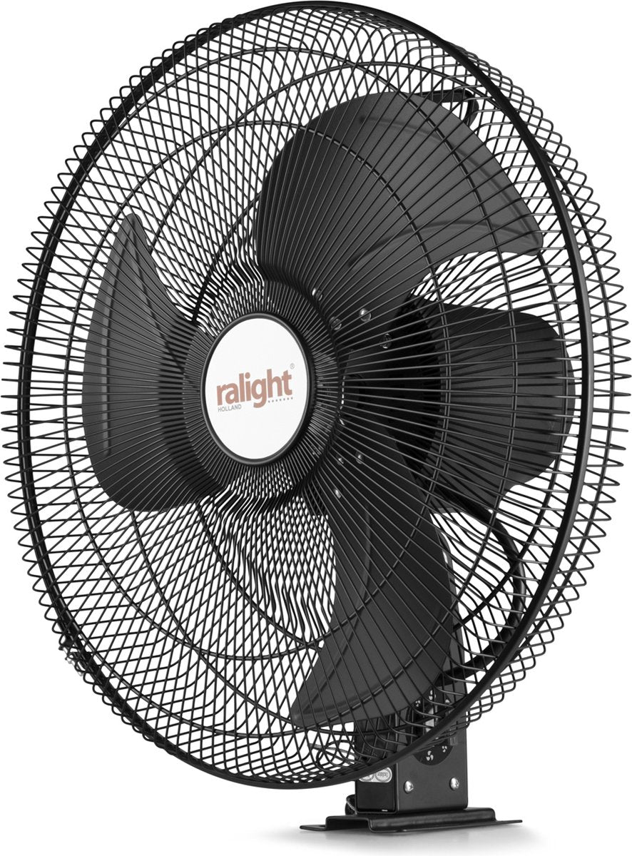 Ralight - Wandventilator 50cm - Professionele kwaliteit - Zwart - 3 standen - Zwenkbaar - Erg sterk en krachtig