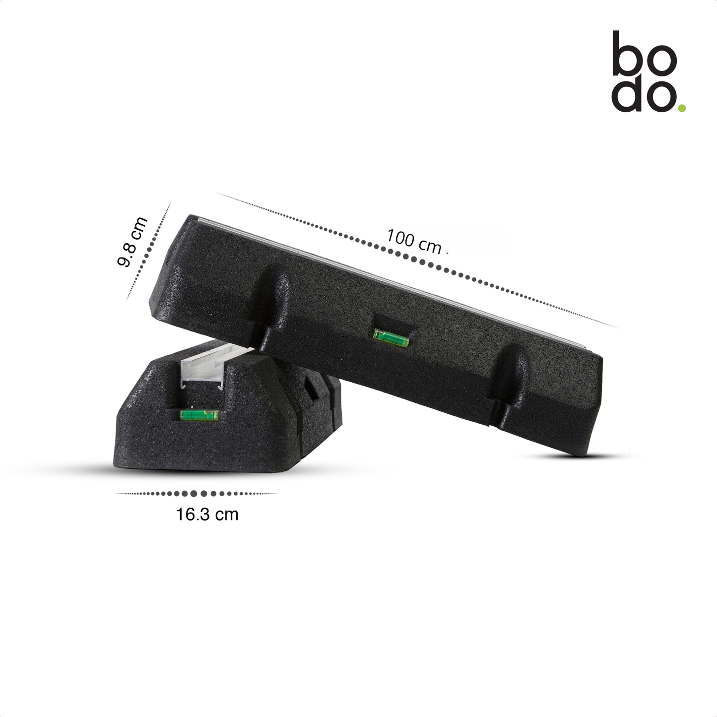 Bodo® - Rubberen Montage Balk 1000mm - Ventilatie- en airconditioningaccessoire - Trilling dempend Rubber - Montage blok - Set - Airco - Inclusief Inlegmoeren & levelaars