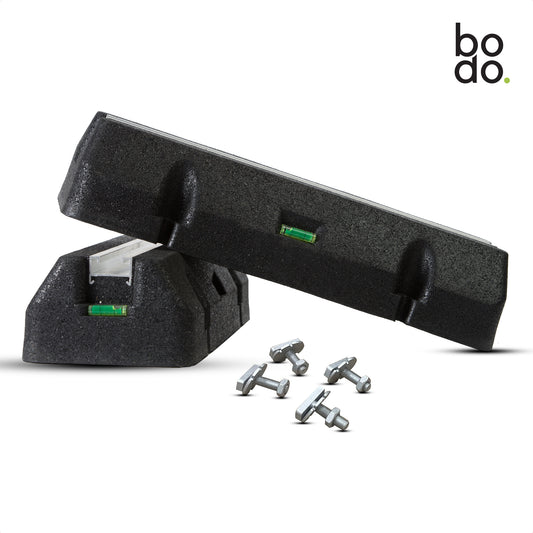 Bodo® - Rubberen Montage Balk 450mm - Ventilatie- en airconditioningaccessoire - Trilling dempend Rubber - Montage blok - Set - Airco - Inclusief Inlegmoeren & levelaars