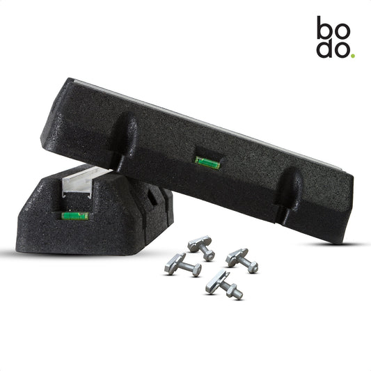 Bodo® - Rubberen Montage Balk 400mm - Ventilatie- en airconditioningaccessoire - Trilling dempend Rubber - Montage blok - Set - Airco - Inclusief Inlegmoeren & levelaars